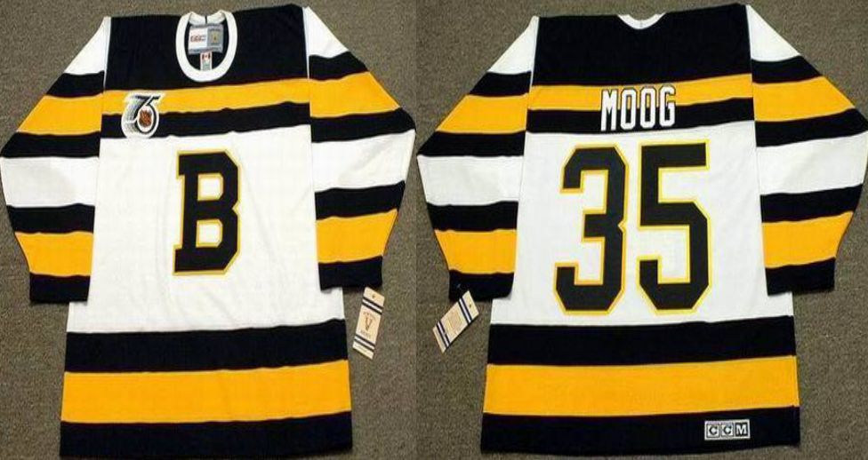 2019 Men Boston Bruins #35 Moog White CCM NHL jerseys